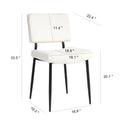 Modern Beige Simple Dining Chair Fabric Upholstered Chairs Home Bedroom Stool Back Dressing Chair Black Metal Legs Set Of 4 Beige Metal