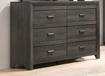 1Pc Contemporary Six Drawers Dresser Brownish Gray Driftwood Finish Rustic Finish Bedroom Wooden Furniture Gray,Grayish Brown Bedroom Contemporary,Rustic Wood