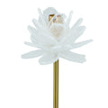 Sel 14 Inch Candle Holder With Modern Selenite Stone Accent, Gold And White White Gold Iron