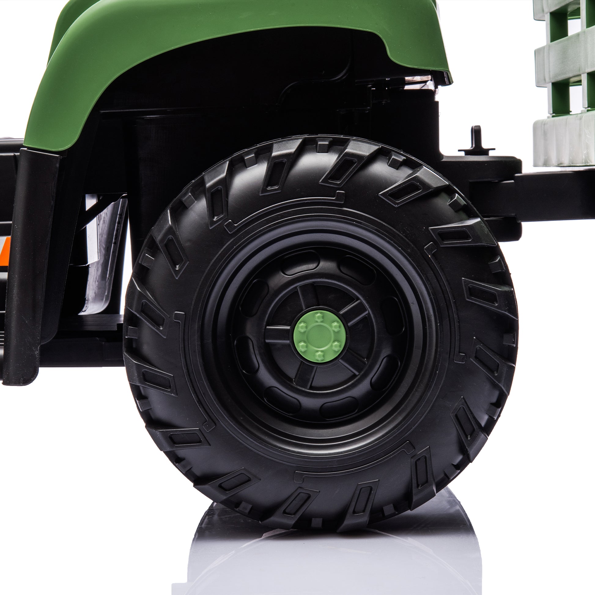 Ride On Tractor With Trailer,24V Battery Powered Electric Tractor Toy, 200W*2Motor 1.86 4.97Mph Remote Control,Electric Car For Kids,Three Speed Adjustable,Usb,Mp3 ,Bluetooth,Led Light, Safety Belt. Emerald 50 99 Lbs Polypropylene