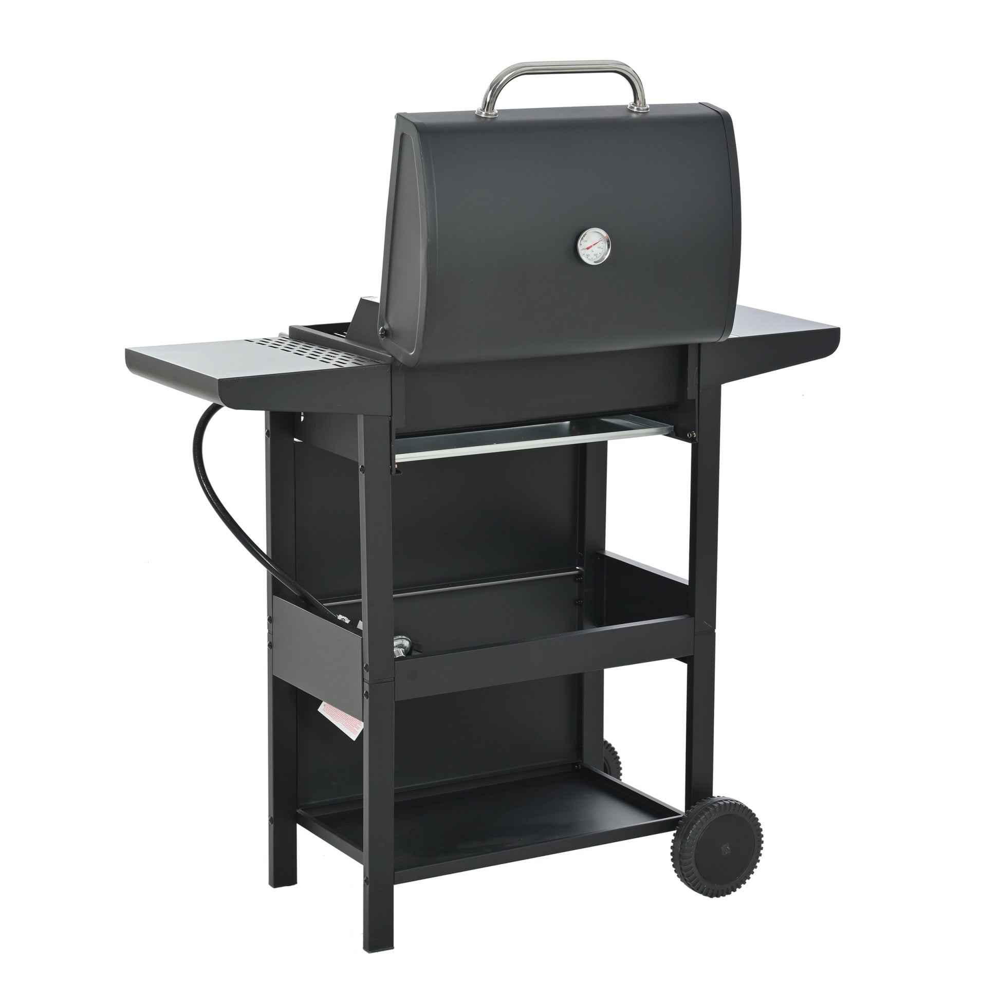 Propane Gas Grill 3 Burner Barbecue Grill, Stainless Steel 26,000 Btu Patio Garden Barbecue Grill With Two Shelves, Lid, Wheels And Bottle Opener Black Iron