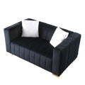 A Modern Channel Sofa Take On A Traditional Chesterfield,Black Color,Seater Black Velvet 2 Seat