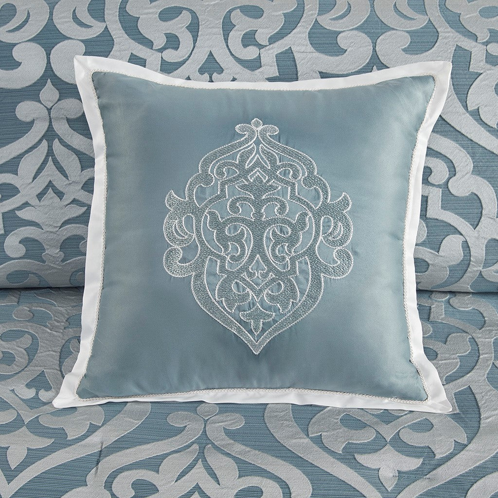 8 Piece Jacquard Comforter Set Aqua Silver King King Aqua Silver Polyester