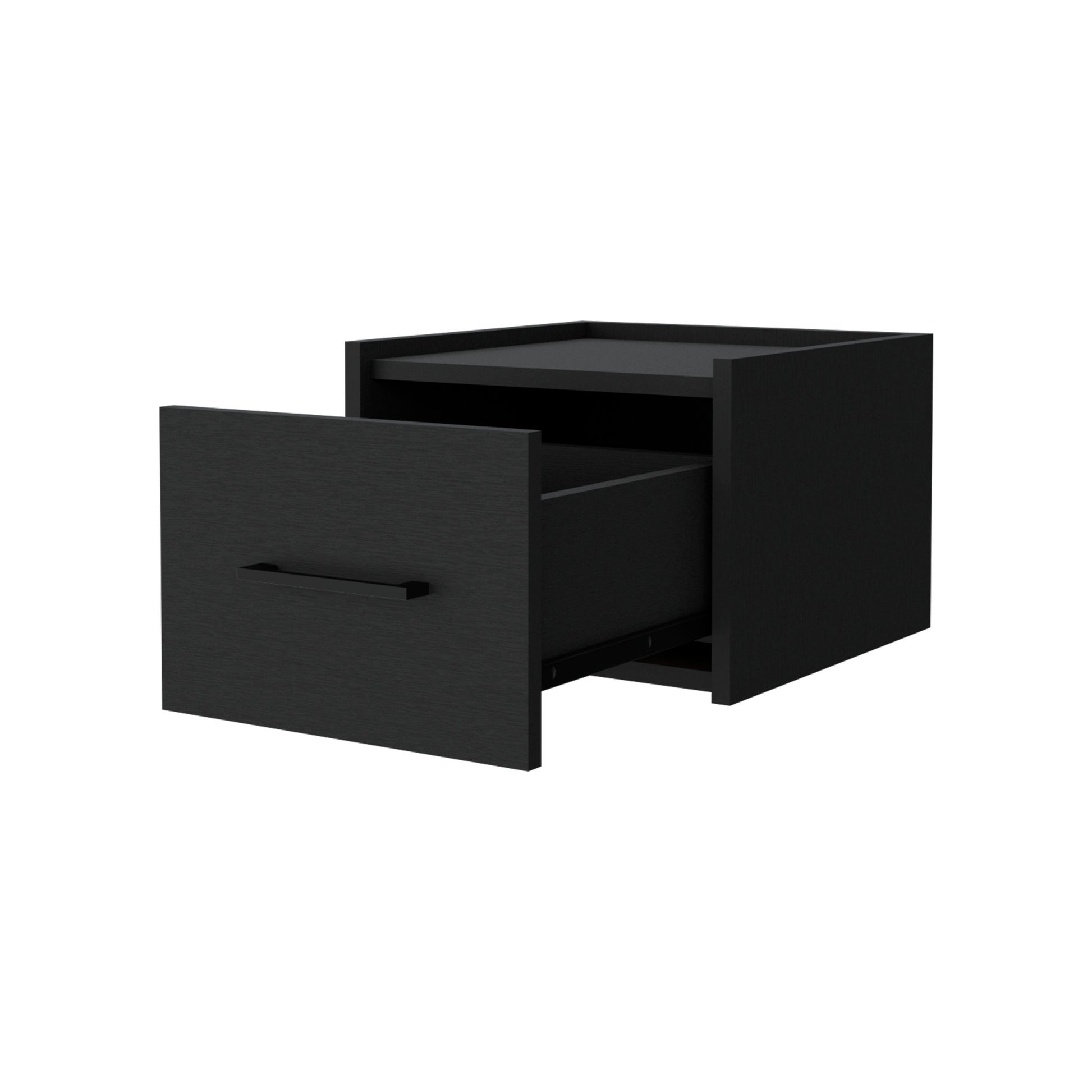 Elfrida Wall Mounted Nightstand, Sleek Single Drawer Design With Spacious Top Shelf Black 1 Drawer Floating Contemporary Melamine Engineered Wood