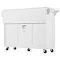 K&K 53.2'' Kitchen Island With Drop Leaf, Kitchen Storage Cart With Spice Rack, Towel Rack And 2 Drawers, Rolling Kitchen Island On Wheels With Adjustable Shelves For Kitchen, Dining Room, White White Brown Kitchen Artsy,Casual,Classic,Minimalist,Modern