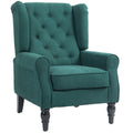Homcom Button Tufted Accent Chair With High Wingback, Rounded Cushioned Armrests And Thick Padded Seat, Dark Green Dark Green Polyester