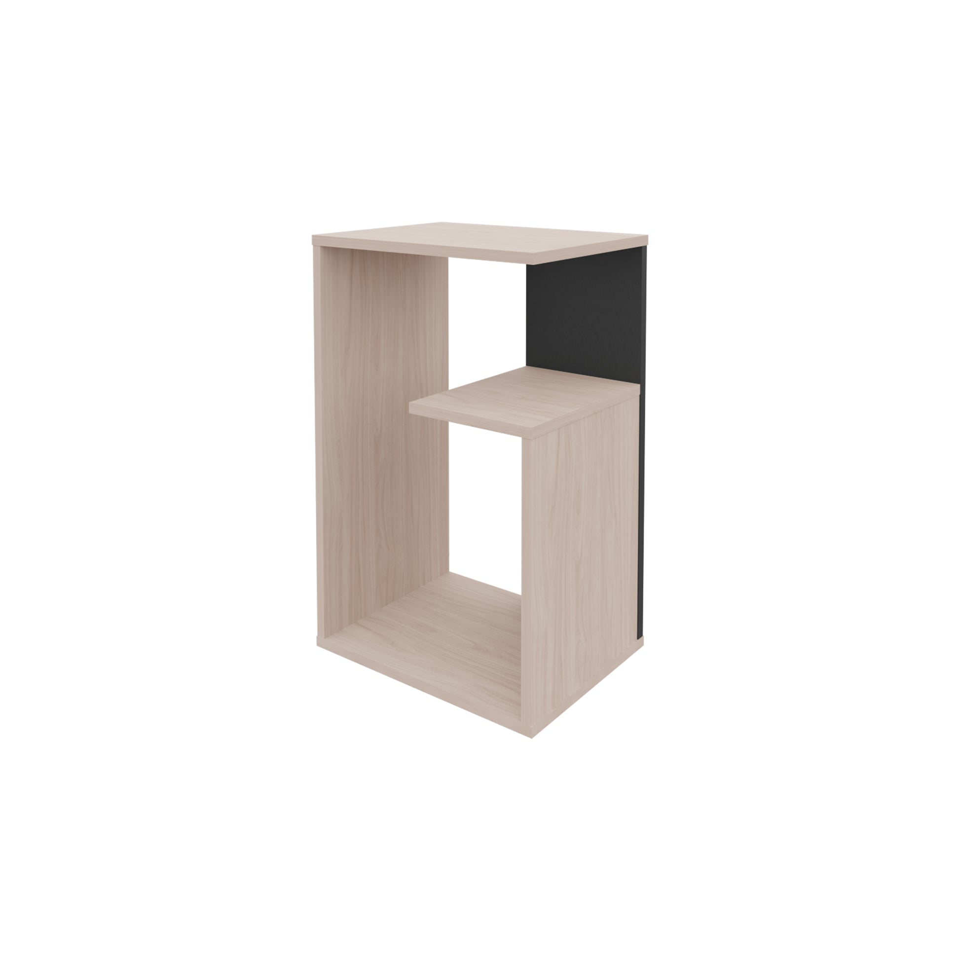 Vega Side Table In Melamine With Open Storage, Pearl Black Multi Primary Living Space Freestanding Open Storage Particle Board Melamine