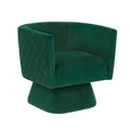 1Pc Swivel Chair Green Velvet Fabric Upholstery Solid Wood Diamond Pattern Stitched Back Comfort Chair Living Room Furniture Green Primary Living Space Contemporary Plywood,Solid Wood