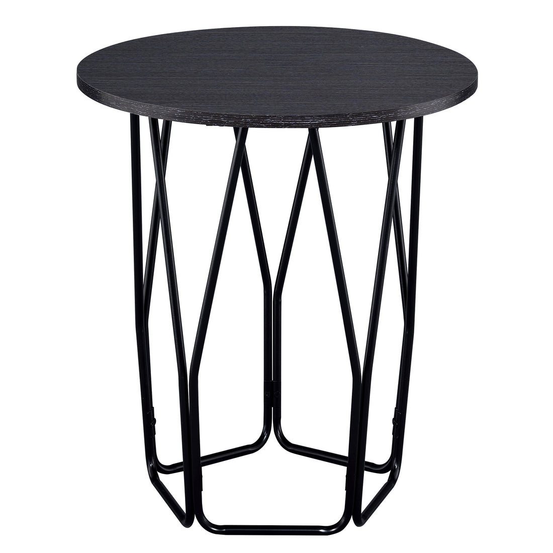 Espresso And Black End Table With Drum Shape Espresso Primary Living Space Round Wood Metal Sled