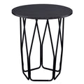 Espresso And Black End Table With Drum Shape Espresso Primary Living Space Round Wood Metal Sled