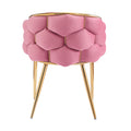 Luxury Handmade Accent Chair With Gold Legs, Modern Velvet Armchair For Living Room And Bedroom Pink Foam Velvet