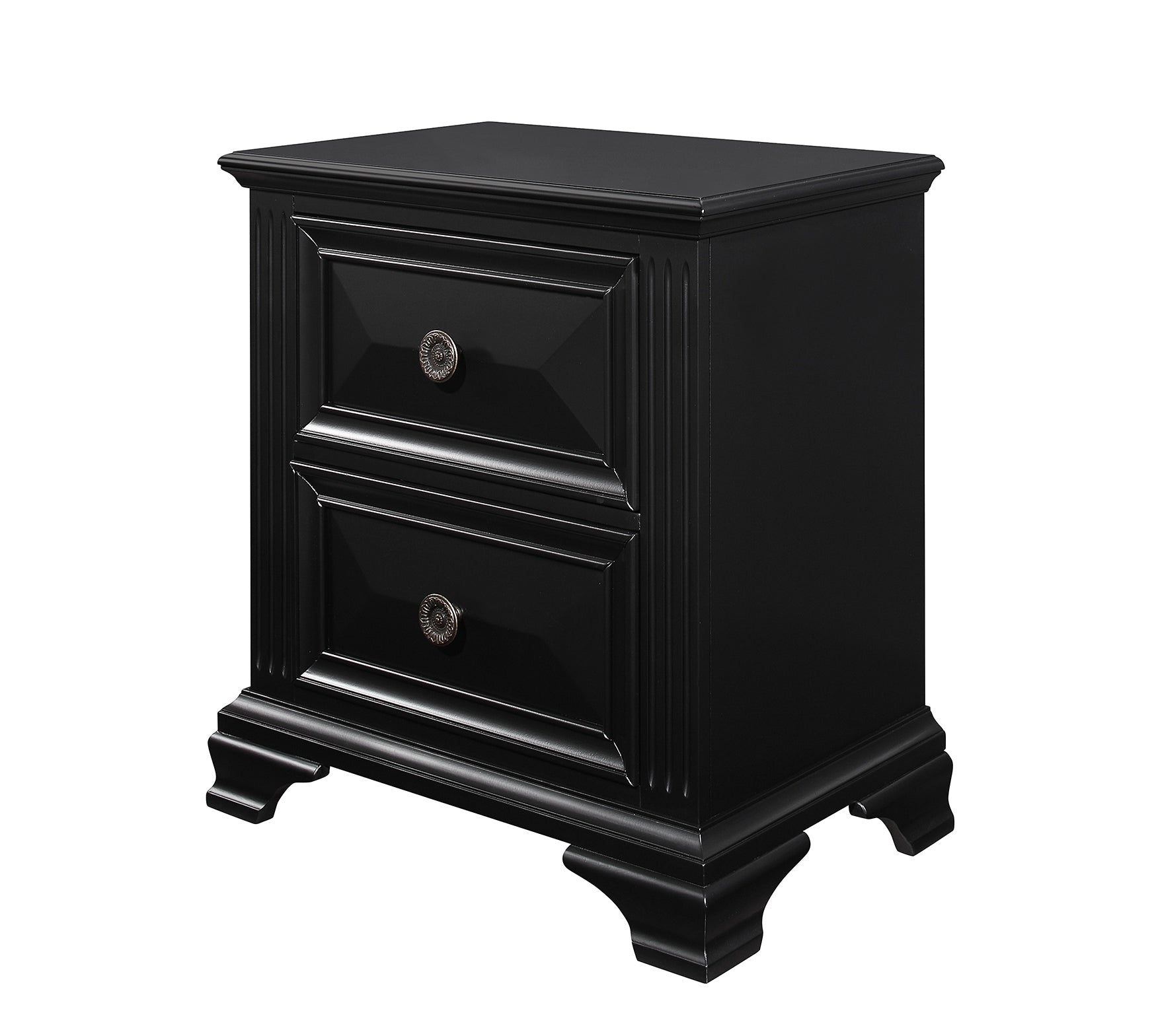 Rex Black Nightstand Black Solid Wood Mdf