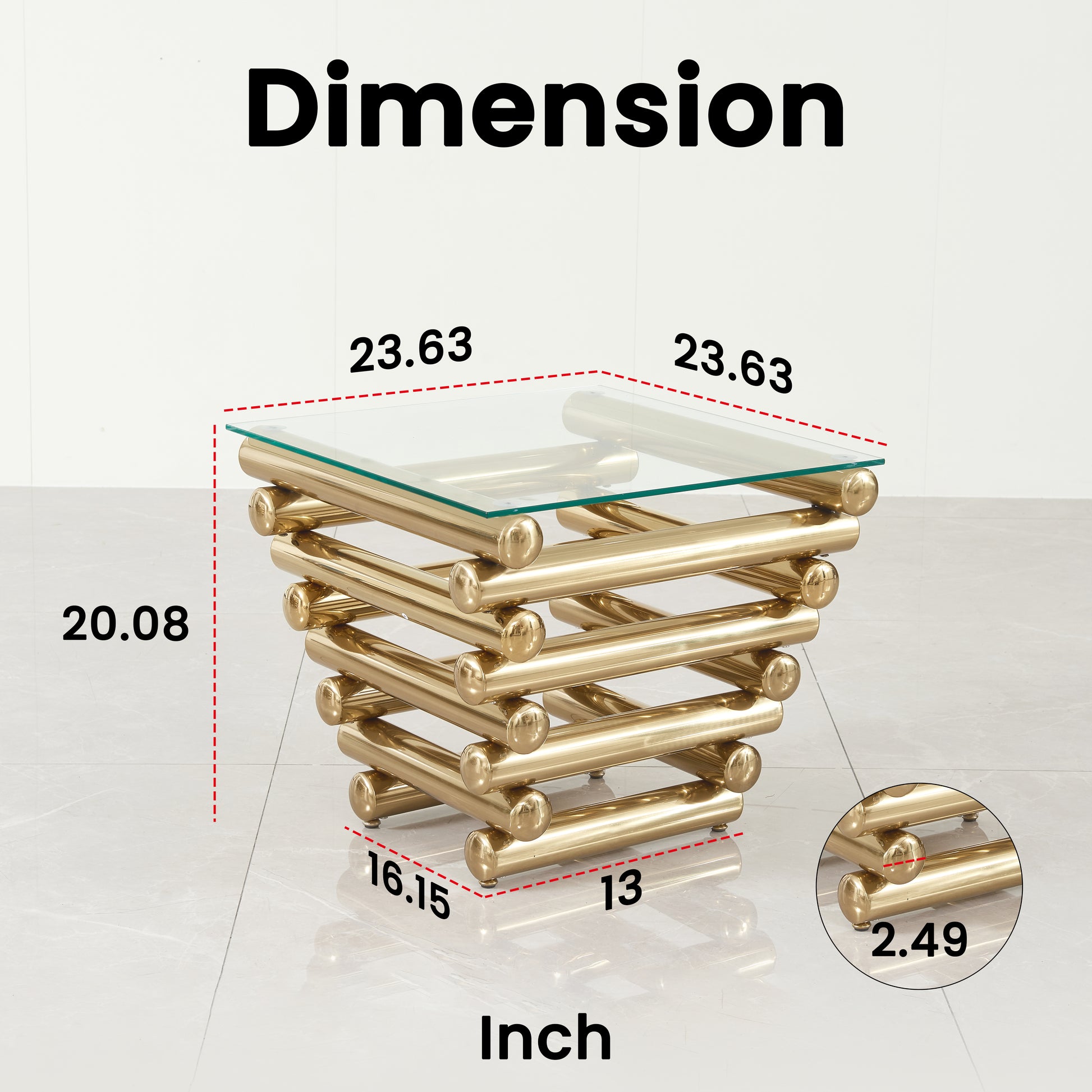 Modern Stainless Steel Coffee Table Set Set Of 3 , Clear Tempered Glass Table Top, Coffee Table & End Side Table 3 Pieces Sets For Living Room, Gold Clear,Gold Modern Open Storage Stainless