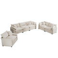 3 Piece Sofa Set, Comfortable Oversized Sofa With One Single Sofa, One 2 Seater Sofa And One 3 Seater Sofa, Light Beige Corduroy Deep Seat Sofa Beige Corduroy 6 Seat