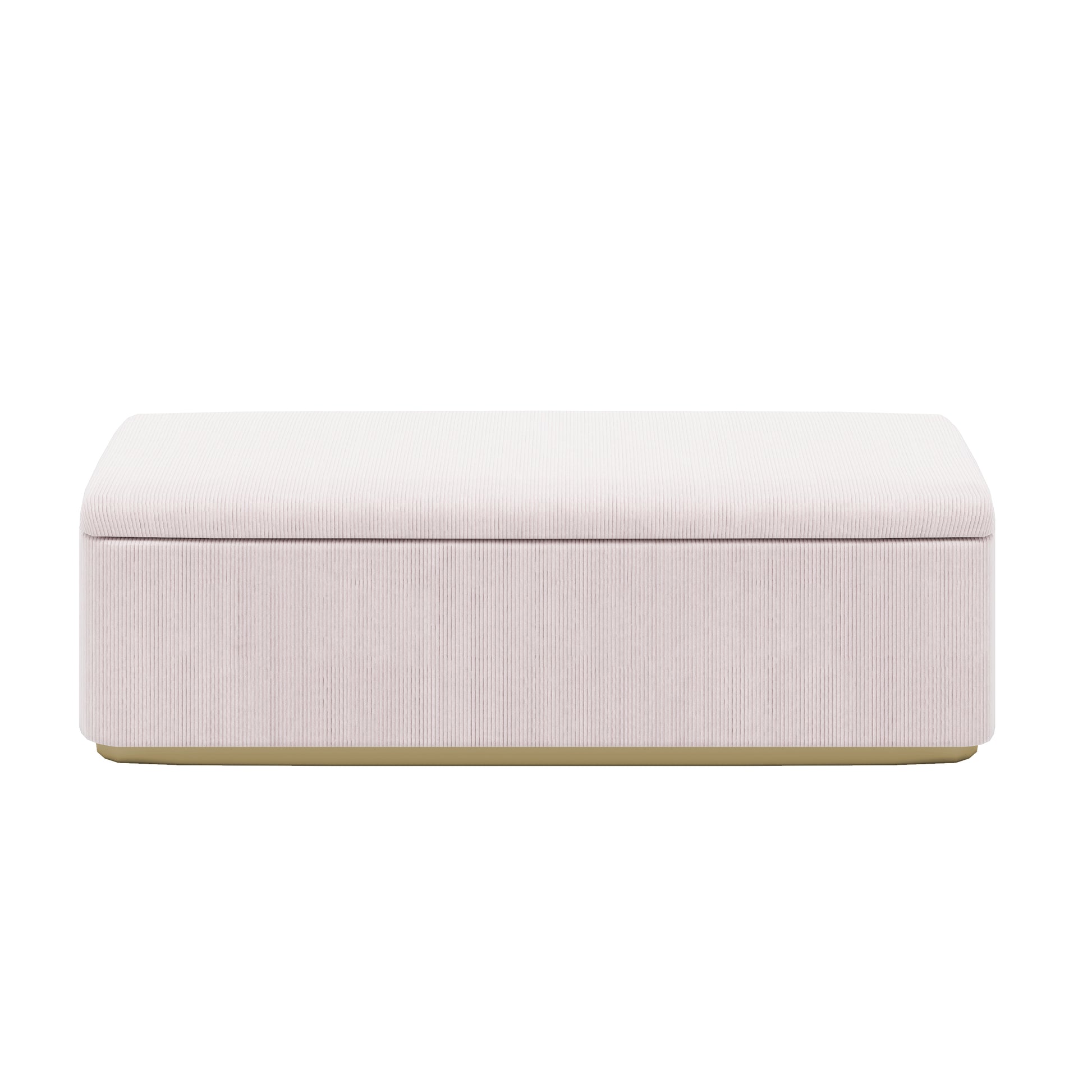 59.1" Corduroy Upholstered Storage Ottoman With Vertical Stripe Design, End Of Bed Bench, For Bedroom And Living Room,Pink Pink Wood Metal