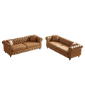 Fx 3 Seats 3 Seats Combo Sofa Modern Living Room Sofa With Solid Wood Frame And Wooden Feet, 4 Cushions, Apartment Sofa Furniture For Living Room, Living Room, Office Brown Wood Pine Foam Fabric 6 Seat