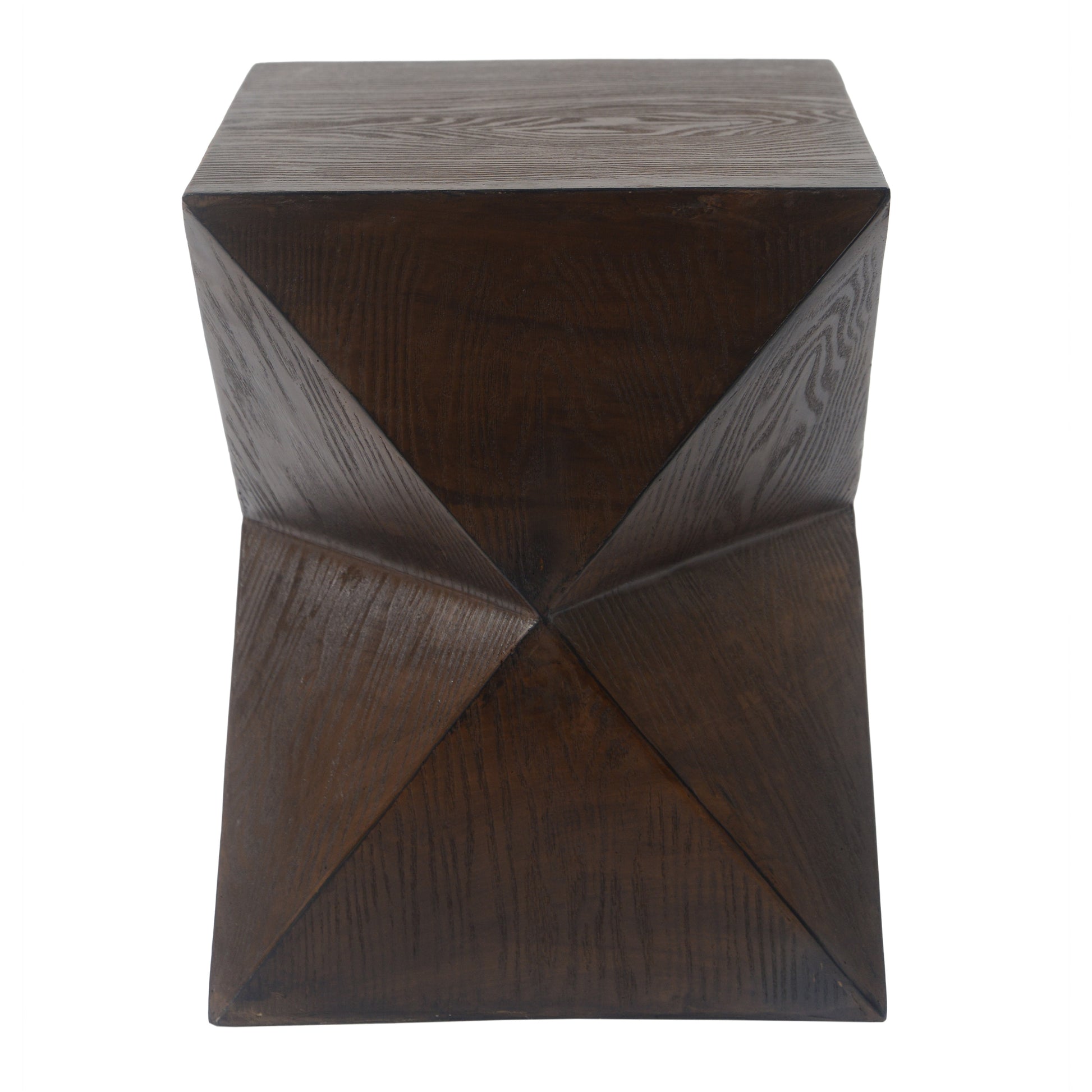 Prismatic Wooden Grain Symmetric Side Table Natural Concrete