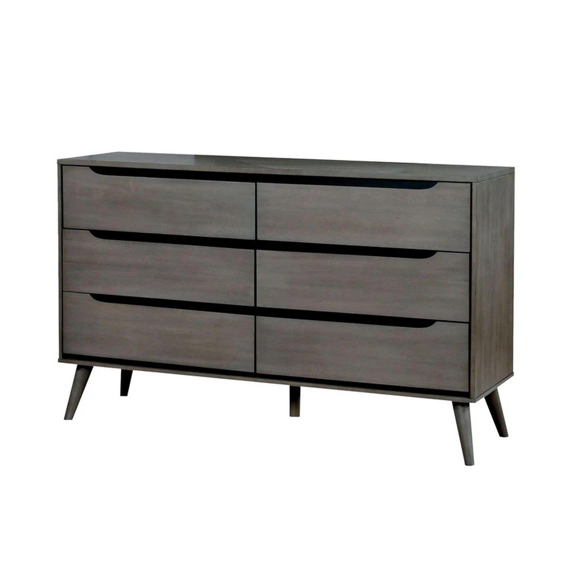 Splendiferously Modern Minimal Style Wooden Dresser, Gray Finish Gray Solid Wood