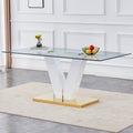 Large Modern Minimalist Rectangular Glass Dining Table For 4 8 People With 0.39