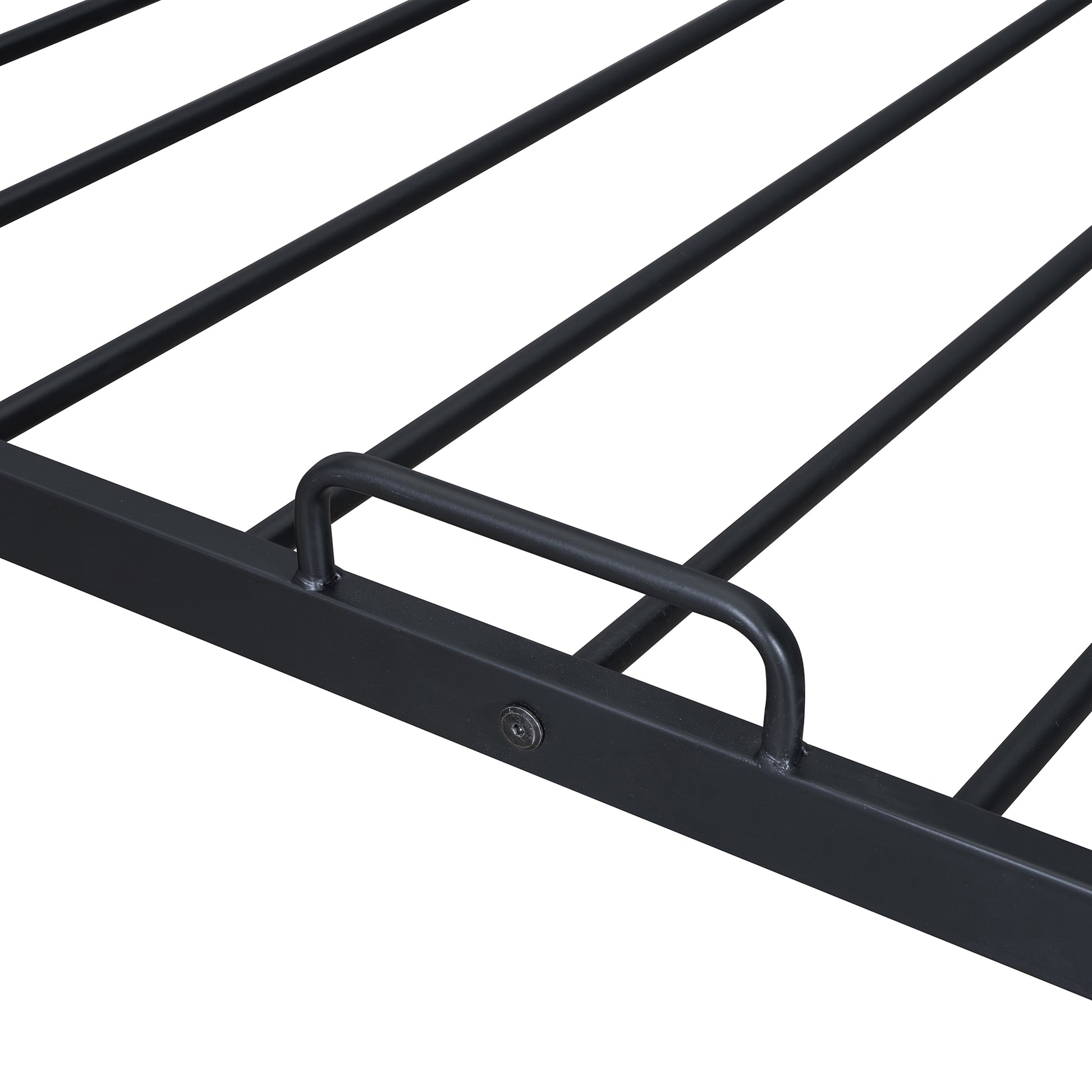 Full Size Metal House Bed With Twin Size Trundle, Black Full Black Metal