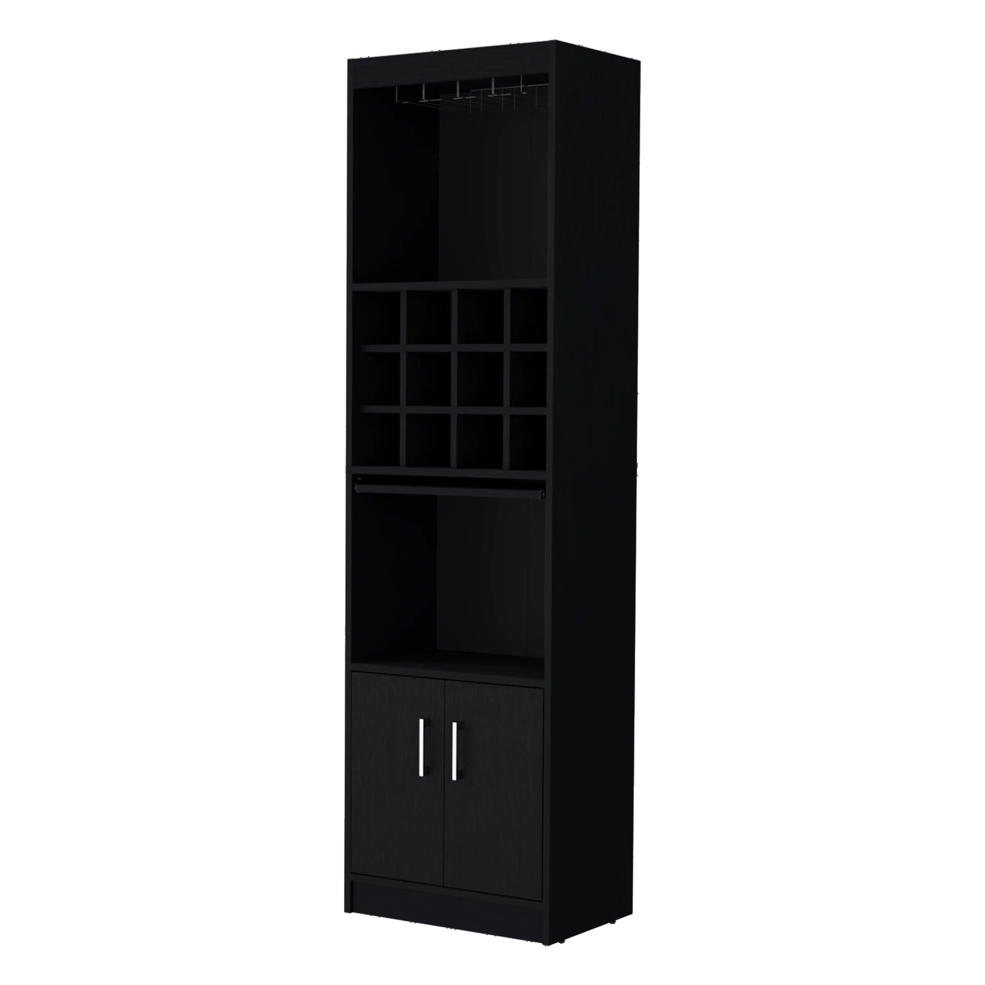 Black Bar Cabinet With Wine Storage Standard Black Shelves Included Wood