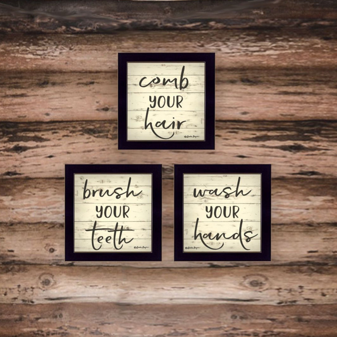 "Bathroom Commands" Framed Wall Art For Bathroom, Wall Art Print For Home Decor, Bathroom Wall Art By Susie Boyer Multicolor Wood Paper