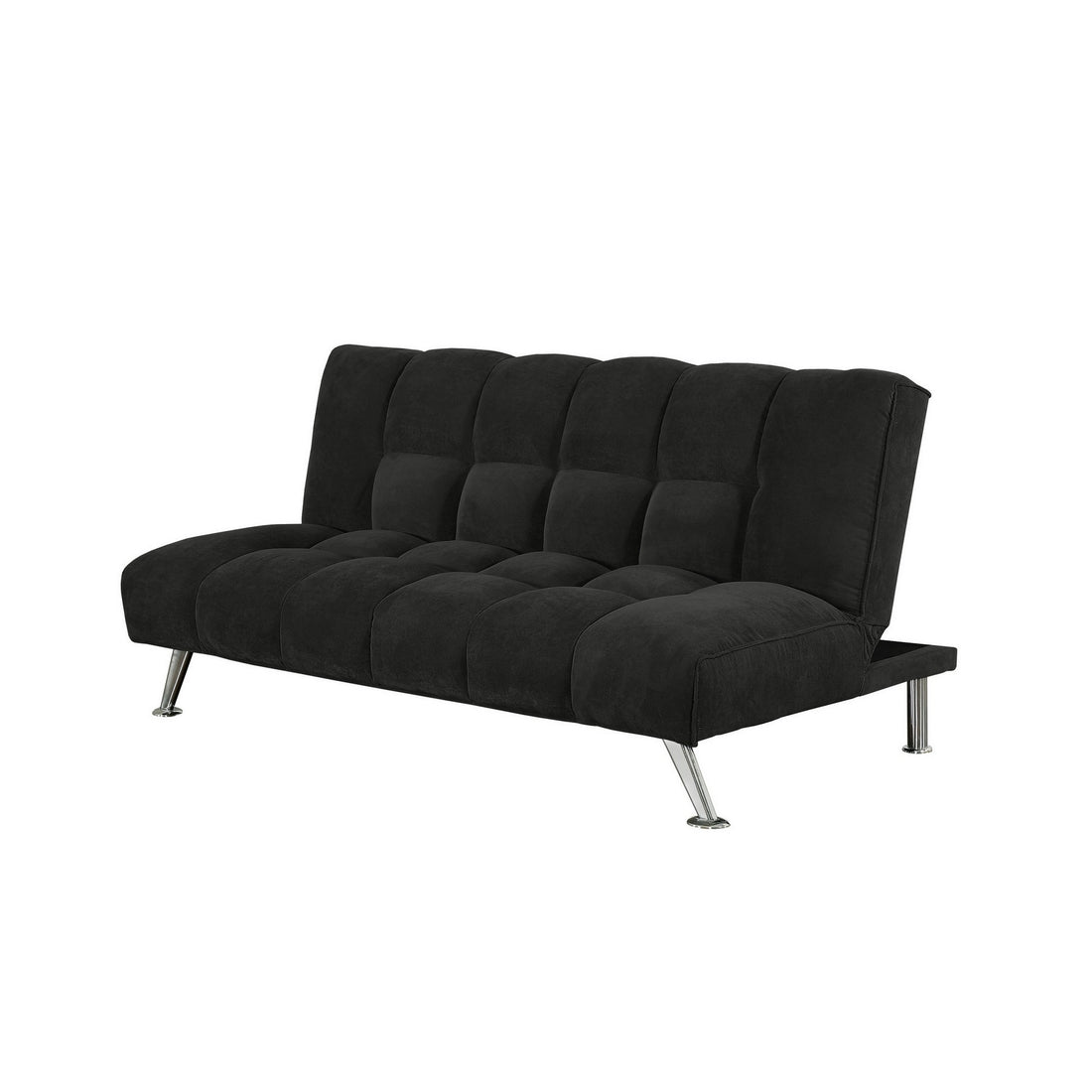 75 Inch Sofa Bed, Pocket Coils And Spring, Stylish Tufted Black Fabric Twin Black Wood Fabric