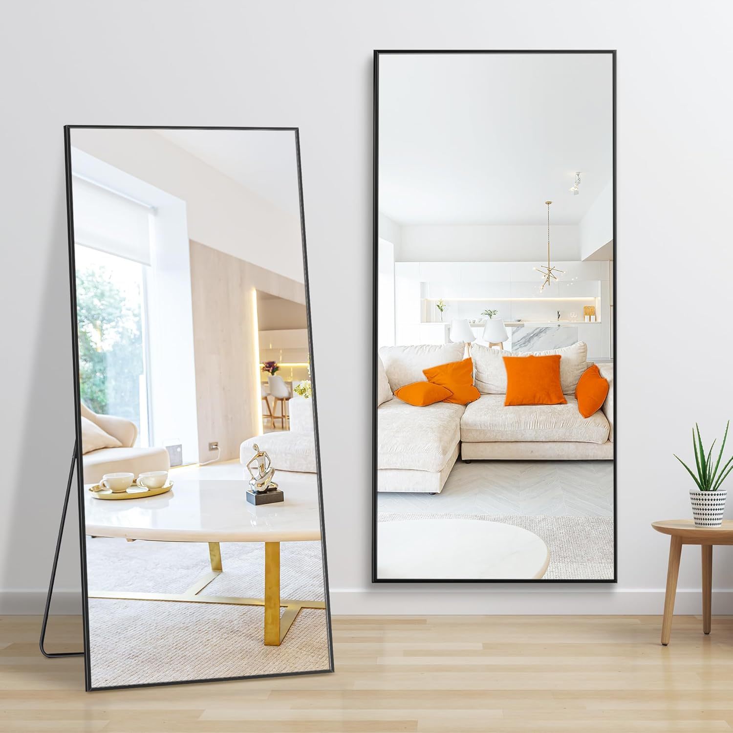 Dolonm 64X21 Inch Full Length Mirror, Aluminum Alloy Frame Floor Mirro