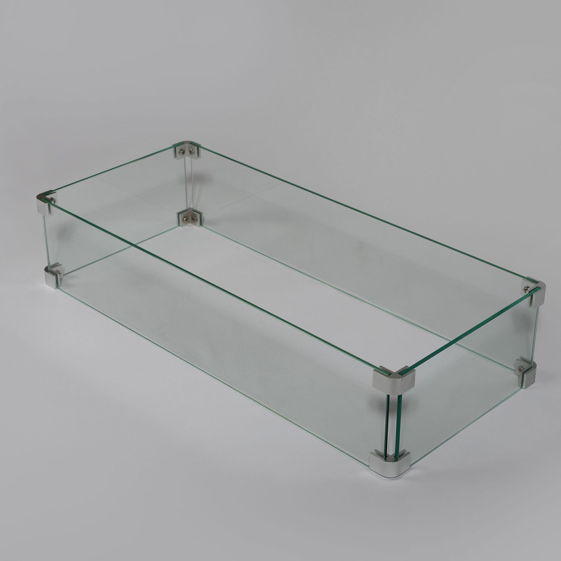 Rectangular Fire Pit Wind Guard Clear Glass