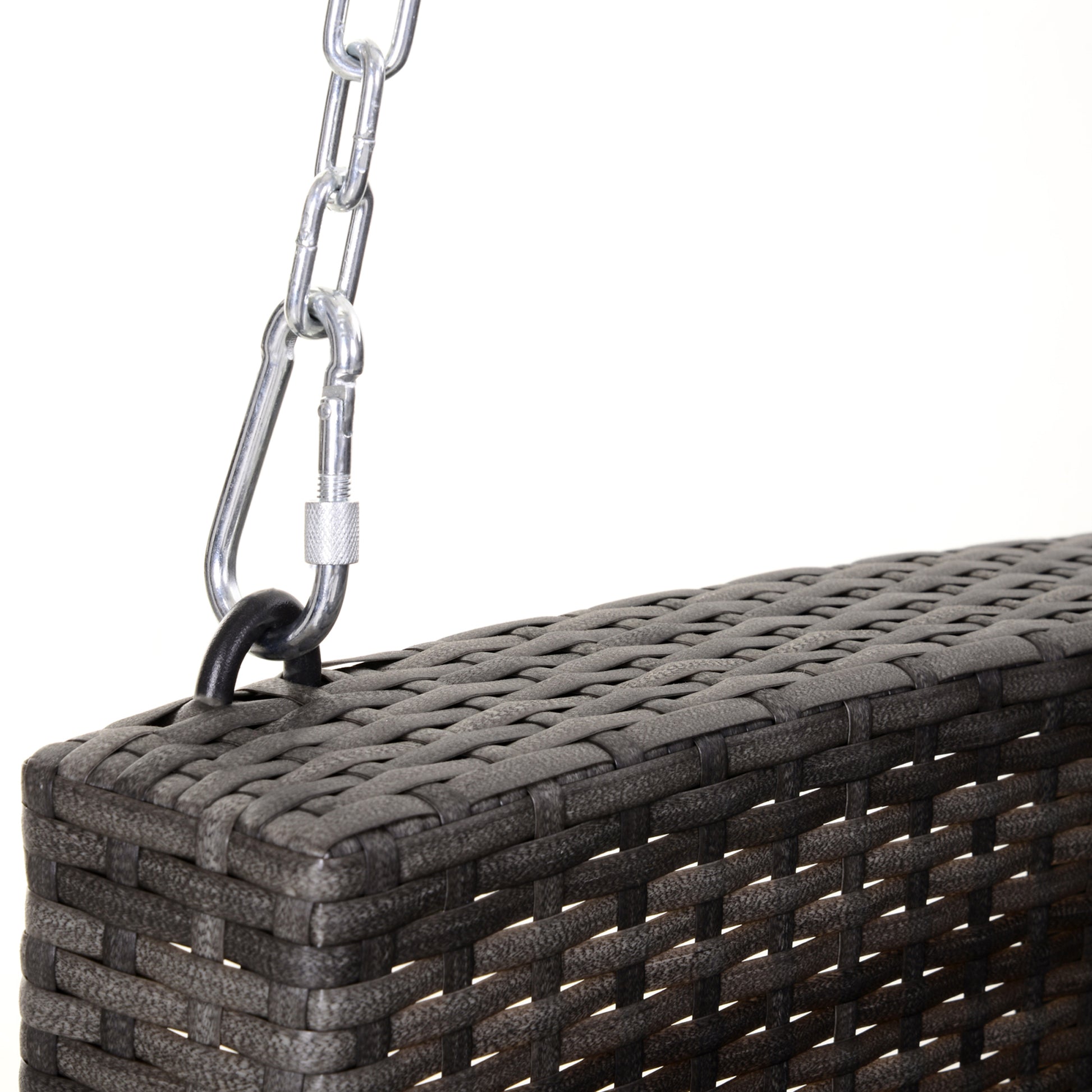 Outsunny 2 Person Wicker Hanging Swing Bench, Front Porch Swing Outdoor Chair With Cushions 550 Lbs. Weight Capacity For Backyard, Garden, Grey Gray Rattan