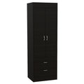 Lisboa Armoire, Rod, Double Door, Two Drawers, Metal Handles Black Particle Board Engineered Wood