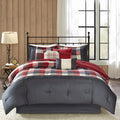 7 Piece Herringbone Comforter Set Red King King Red Polyester