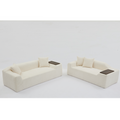 Arrived 2 Piece Boucle Cloud Sofa Set, Upholstered Sofa Set, Modern 3 Seater And 2 Seater Sofa With Mdf End Table For Living Room ,Apartment,3 2 Couch,Boucle,Beige Beige Polyester Primary Living Space Soft Tight Back Modern Square Arms Foam Upholstered 5