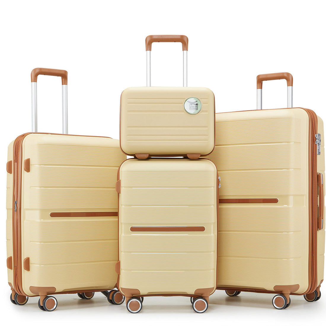 Luggage Sets 4 Piece 14 20 24 28 Pp Lightweight & Durable Expandable Suitcase Apricot Cream Polypropylene