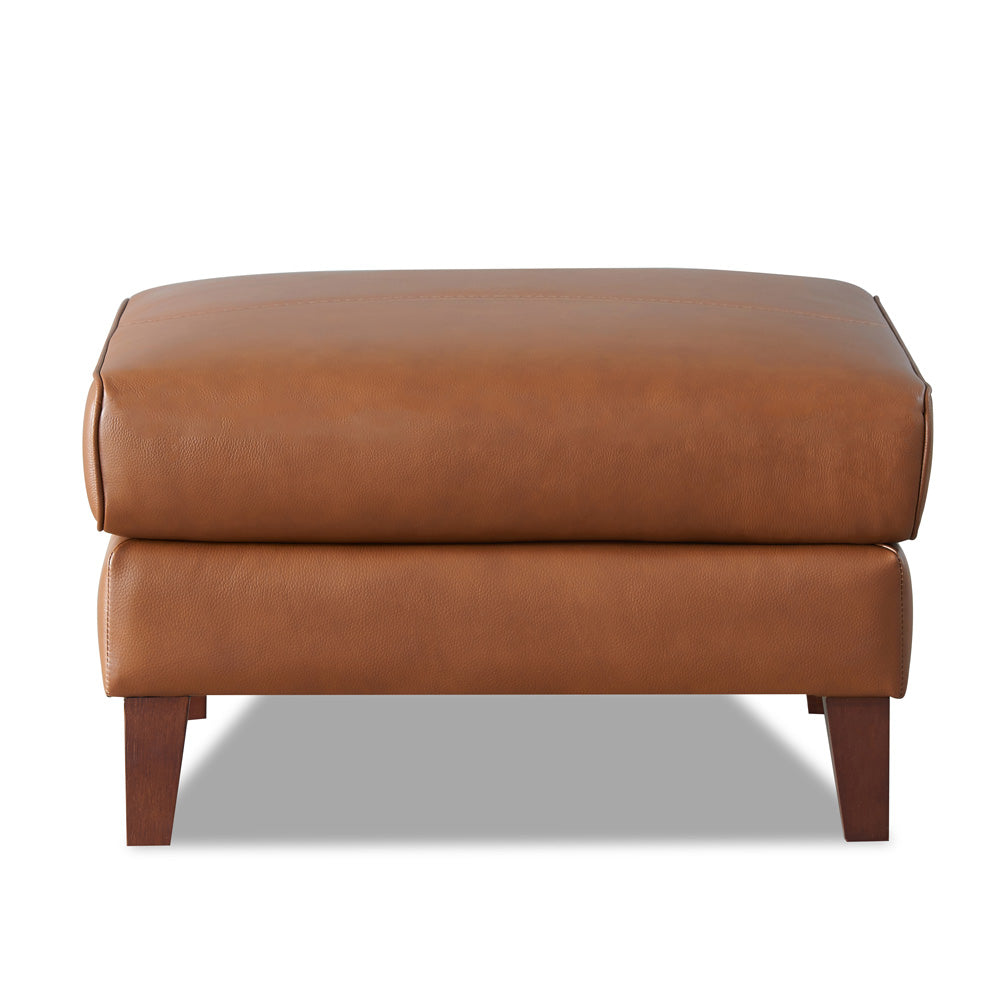 Maui Leather Ottoman Brown Memory Foam Genuine Leather