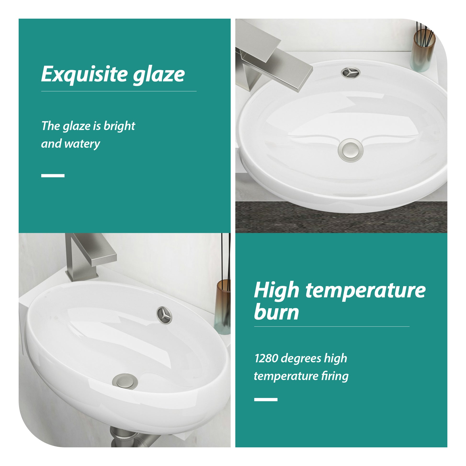 16X11 Inch White Ceramic Rectangle Wall Mount Bathroom Sink With Single Faucet Hole White Ceramic