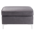 Grey Rectangle Ottoman Grey Velvet Wood Primary Living Space Solid Grey Contemporary Pine Rectangle Wood Metal