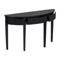 Distinctive Features Of Pine Veneer Console Table With Vertical Stripe Drawer Fronts And Four Legs Black Primary Living Space Minimalist Mdf