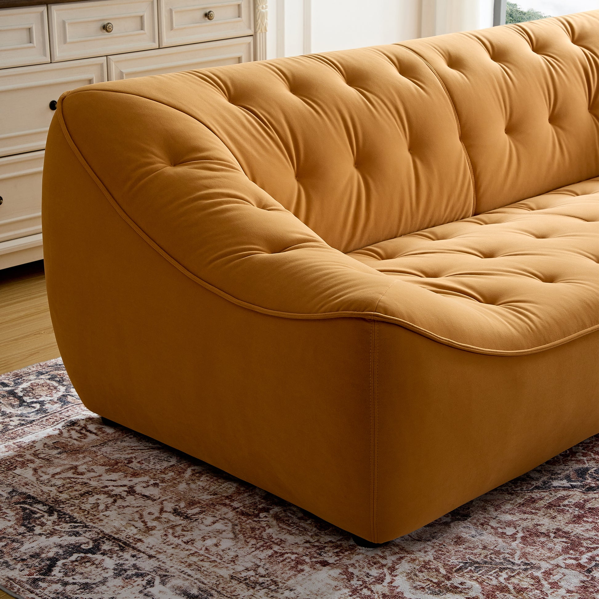 Wks10O Orangeset Sofa, Durable Fabric, Solid Wood Frame Orange Fabric 2 Seat