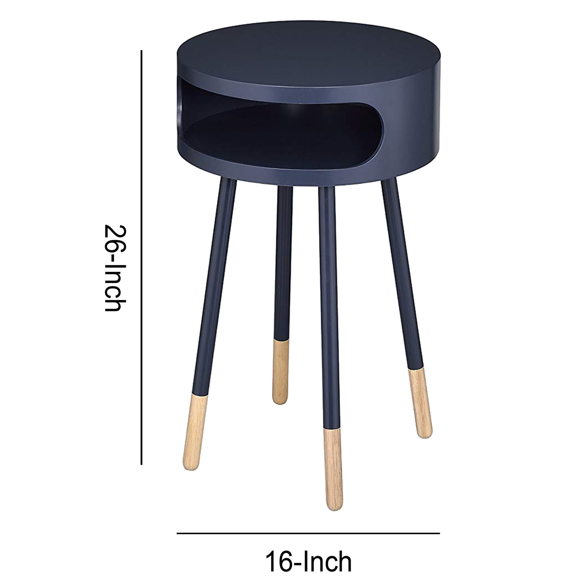 Sonria Round End Table, Black Black Wood