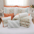 9 Piece Cotton Percale Comforter Set Coral Queen Queen Coral Polyester