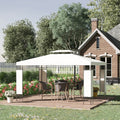 Outsunny 10' X 13' Patio Gazebo, Double Roof Outdoor Gazebo Canopy Shelter With Screen Decorate Corner Frame, For Garden, Lawn, Backyard And Deck, Cream White Cream White Steel