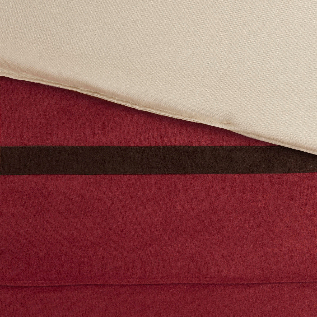 7 Pc Pieced Faux Suede Comforter Set Red Queen Queen Red Polyester