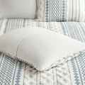 Cotton Printed Comforter Set With Chenille White Navy Full Queen Queen White Navy Cotton