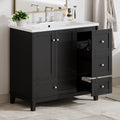 36 Inch Modern Bathroom Vanity With Usb Charging, Two Doors And Three Drawers Bathroom Storage Vanity Cabinet, Small Bathroom Vanity Cabinet With Single Sinkblack Faucets Not Included Black Bathroom Modern Solid Wood Mdf Resin