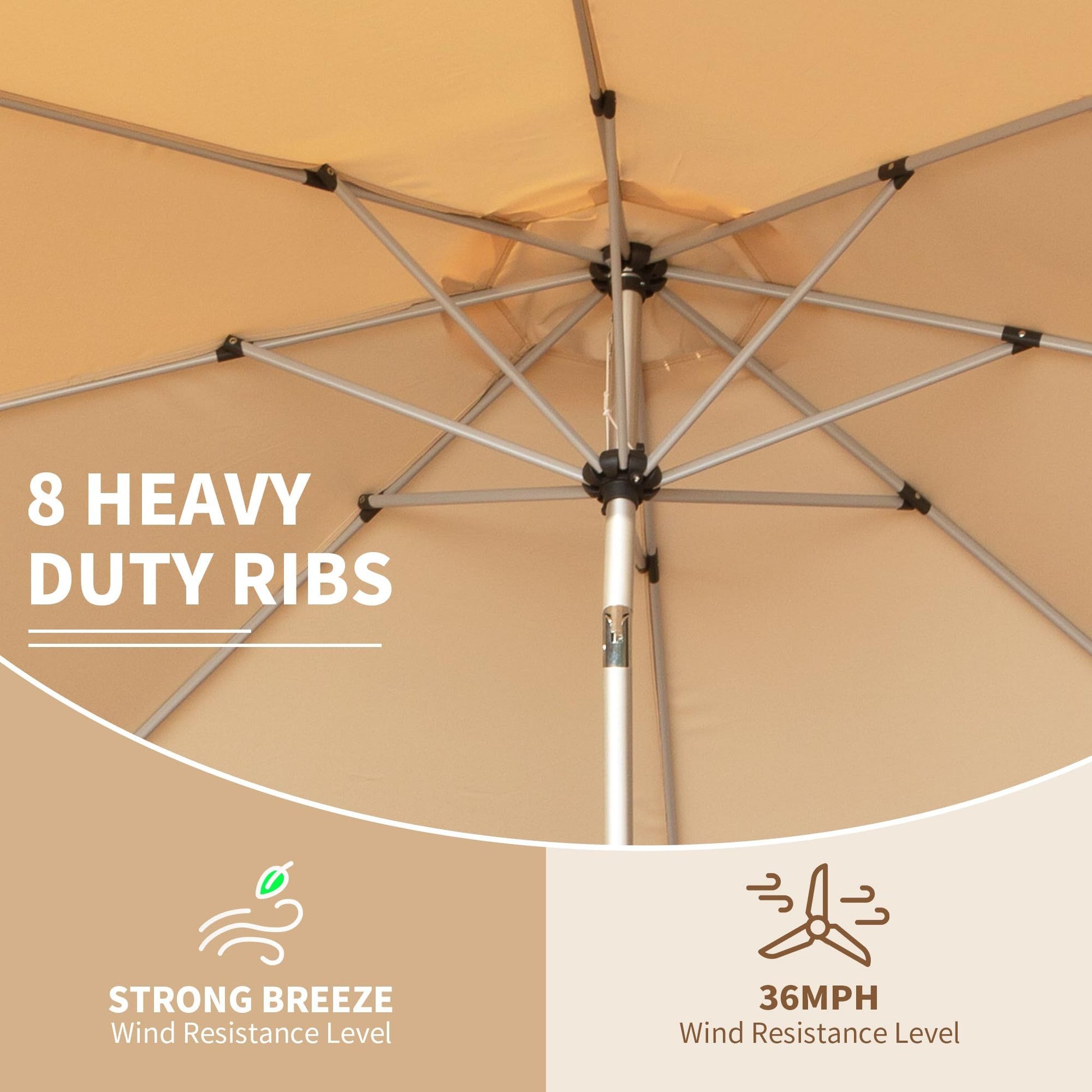 10Ft Patio Umbrella, Outdoor Table Umbrella With Push Button Tilt And Crank, Uv Protection Waterproof Market Sun Umbrella With 8 Sturdy Ribs For 10Ft Patio Umbrella, Outdoor Table Umbrella With Push Button Tilt And Crank, Uv Protection Waterproof Market Sun Umbrella With 8 Sturdy Ribs For