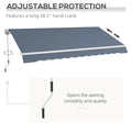 Outsunny 12' X 10' Retractable Awning Patio Awnings Sun Shade Shelter With Manual Crank Handle, 280G M Uv & Water Resistant Fabric And Aluminum Frame For Deck, Balcony, Yard, Charcoal Gray Gray Aluminum