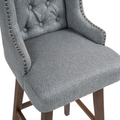 Coolmore Bar Stools Set Of 2 Counter Height Chairs With Footrest For Kitchen, Dining Room And 360 Degree Solid Wood Legs Swivel Bar Stools Set Of 2 Gary Linen Gray Foam Linen