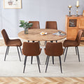 Table And Chair Set.Modern Extendable Mdf Dining Table.The Table Has A Telescopic Design, Suitable For Gatherings Of Different Size.Paired With 6 Chairs With Soft Suede Cushions And Black Metal