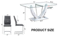 Table And Chair Set, Large Modern Rectangular Glass Table, Can Accommodate 6 8 People, Equipped With A 0.39 Inch Tempered Glass Tabletop And Mdf Table Legs.Paired With Comfortable And Soft Chairs. Gray Mdf Glass